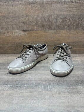 Ecco Soft 7 Peforated Taupe Leather Sneaker Men's Size EU 44